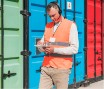 Container ship at port